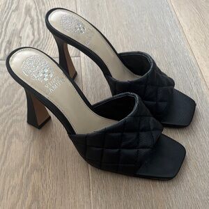 Vince Camuto Black Quilted Clogs
